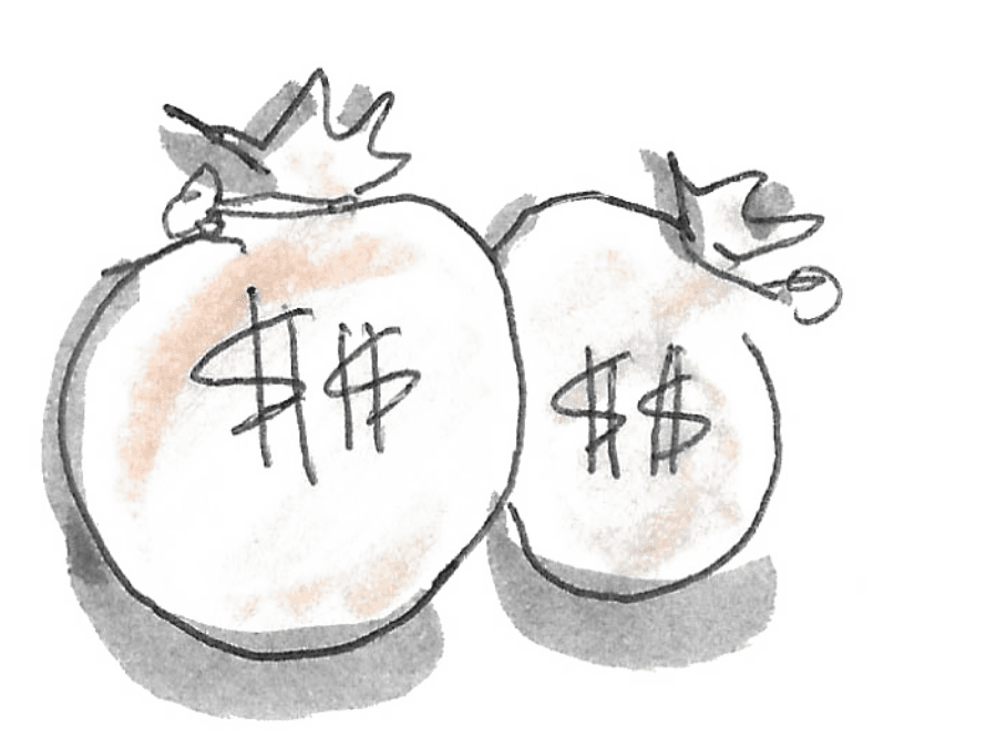 drawing of money bags