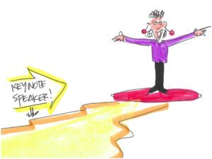 Drawing of a yellow path ending with a star keynote speaker