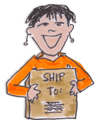 illustration of a person holding a shipping box
